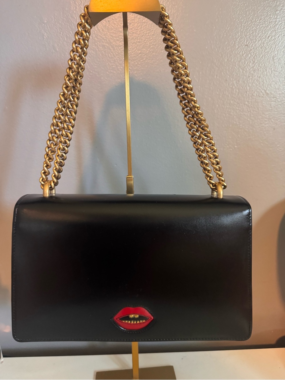 Gucci Black Smooth Leather GG Marmont Heart Shoulder Bag - Picture 2 of 11